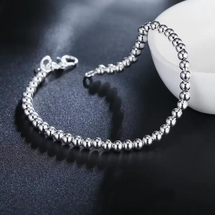 Bracelets en argent Sterling 925 pour femmes, couleur or 18 carats, chaîne de perles de 4MM, à la mode, pour fête de mariage, cadeaux de noël, bijoux fins, nouvelle collection