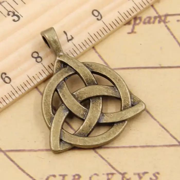 10 pièces breloques celtique noeud amulette 35x27mm tibétain Bronze argent couleur pendentifs Antique fabrication de bijoux bricolage artisanat
