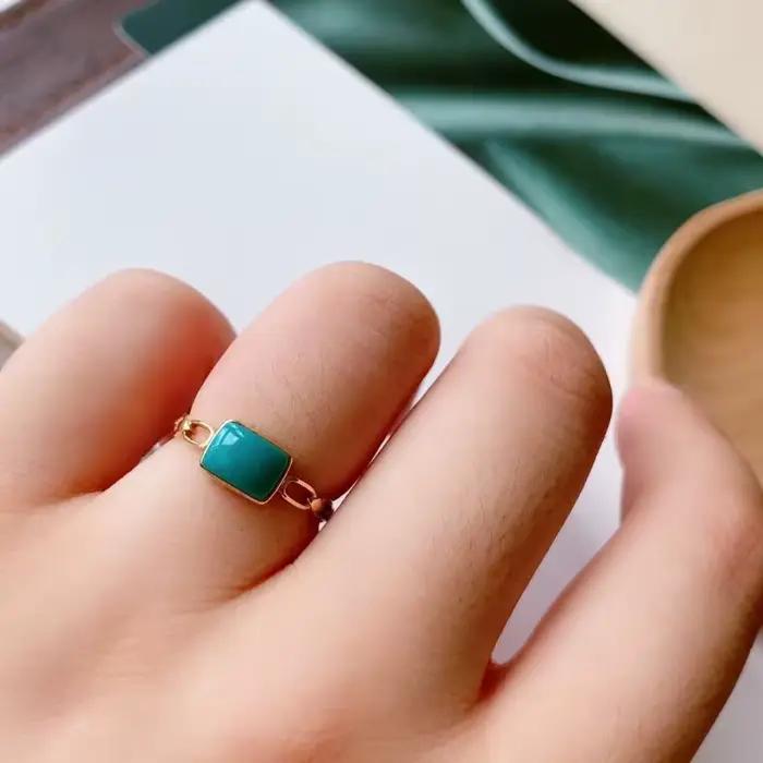 Bague en or prairie pour femme, artisanat à la mode, bague bleue brillante simple, conception de chaîne classique, bijoux de banquet, 430