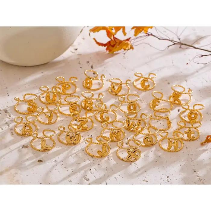Yhpup Gros 18K Or Sweats Étanche Plaqué Réglable Anneau Ouvert 2025 Initiale Alphabet A-Z Lettre Charme Minimaliste Bijoux