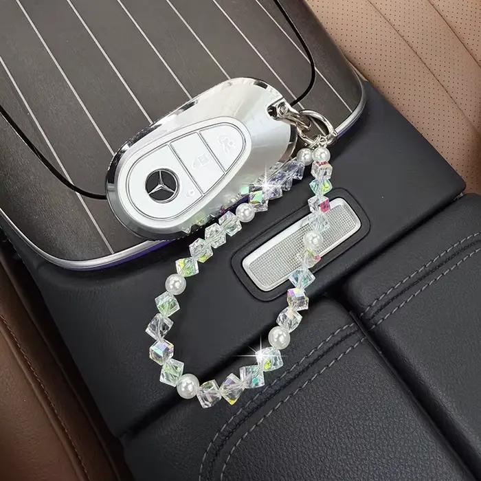 Cordon de téléphone perlé en cristal irisé et scintillant, élégant bracelet de poignet en perles, porte-clés, breloque de sac, bijou de style INS, cadeau
