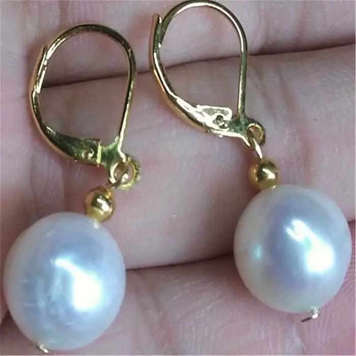 Boucles d'oreilles en perles baroques blanches pour femmes, crochet 18 carats, bijoux d'oreille de luxe, TwoPin, véritable naturel impeccable