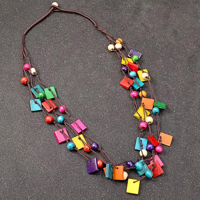 UDDEIN bohême déclaration collier et pendentif multicouche perles bois pendentif Long collier Vintage bavoir bijoux collier fait à la main