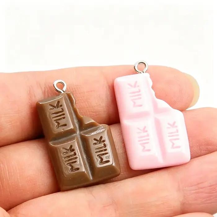Breloques en résine marron en forme de chocolat, pendentifs pour collier, bracelet, boucles d'oreilles, bijoux à faire soi-même, 10 pièces/lot