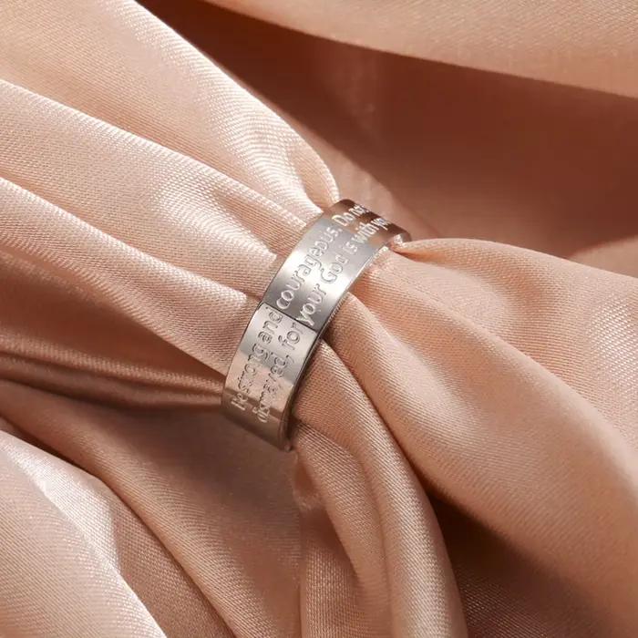 EUEAVAN – bague avec verset biblique pour femmes et hommes, soyez fort et courageux, bagues chrétiennes, amulette, bijoux, cadeau