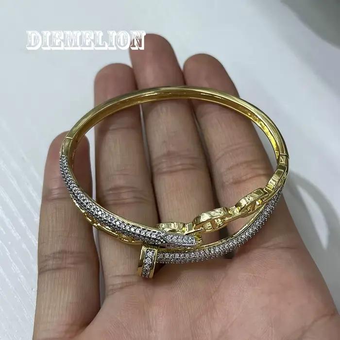 Bracelet à ongles pour femmes, offre spéciale, Bracelets bicolores populaires en Europe et aux états-unis, en Zircon scintillant, bijoux de fête