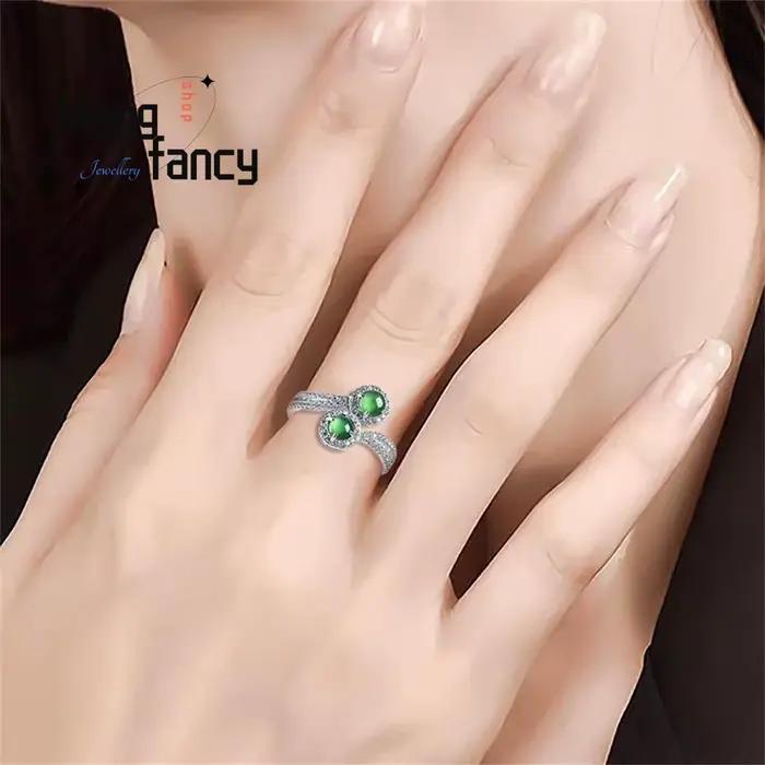 Bague en Jade vert naturel A-goods, jadéite Yang, Double Surface d'œuf, incrustée d'argent S925, bijoux à la mode de haute qualité, cadeaux de vacances fins