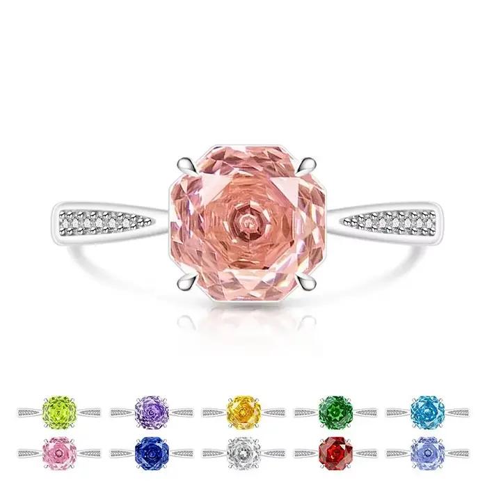 Bague pour femme en argent sterling 925 avec diamant à taille rose et haute teneur en carbone, simple, douce et élégante, pour mariage