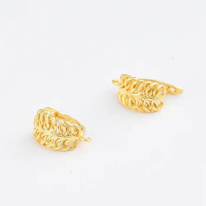 1 paire de crochets de boucles d'oreilles en laiton plaqué or 18 carats, creux, anti-décoloration, anti-allergie, accessoires de bijoux DIY