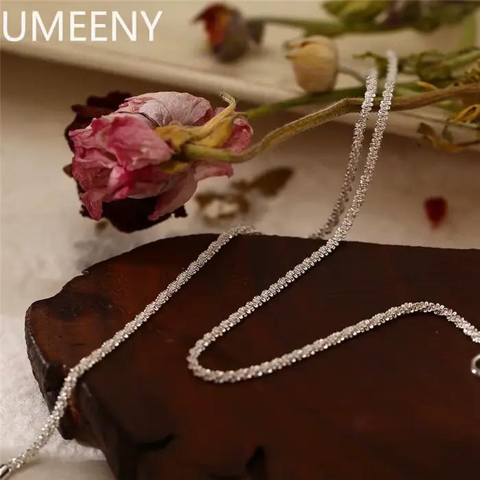 Nouveau collier en argent Sterling S925, clavicule scintillante de 2mm, chaîne de pull, bijoux à breloques hautes, cadeau pour femmes