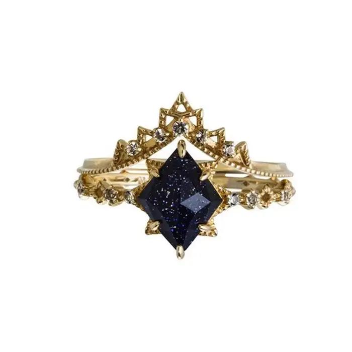 Bague en argent incrusté de losange pour femme, nouveau bijou original en cristal noir, scintillant, style palais romantique, cadeau de fiançailles ou de mariage