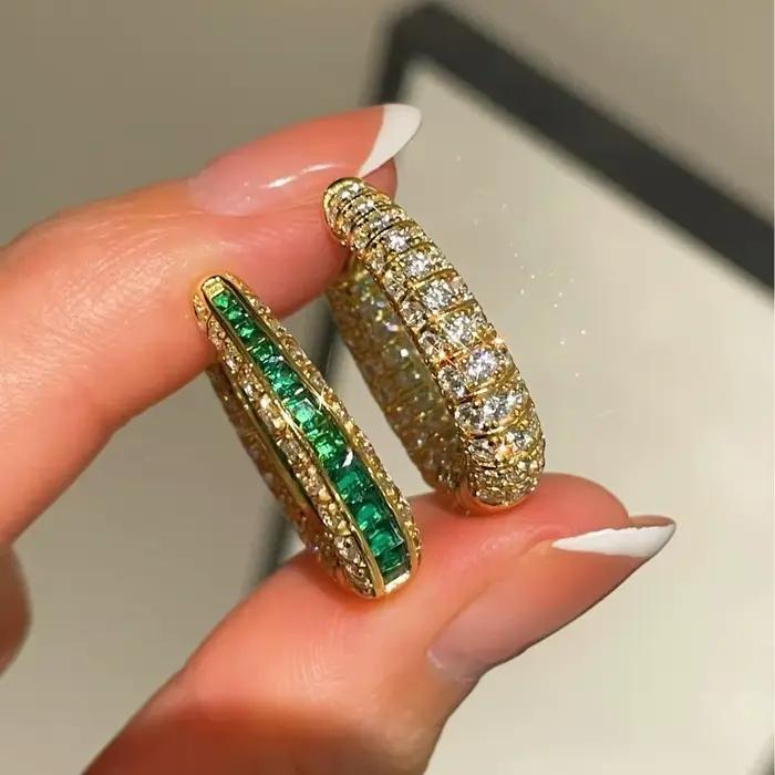 WUIHA Vintage 100% 925 argent Sterling émeraude diamants à haute teneur en carbone pierres précieuses mariage fiançailles cerceaux boucles d'oreilles bijoux fins