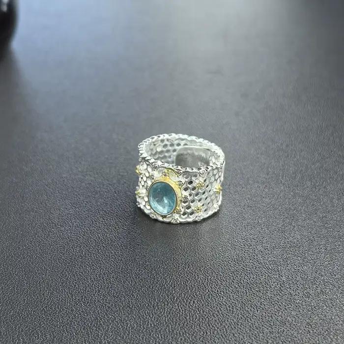 VENTFILLE – bague topaze en argent Sterling 925 pour femmes, cadeau en dentelle ajourée, large et polyvalente, bijoux Vintage, livraison directe