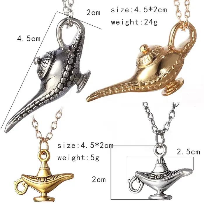 ZRM bijoux mode bricolage conte de fées Aladdin lampe magique pendentif à breloque collier ampoule en métal phare collier pour hommes femmes
