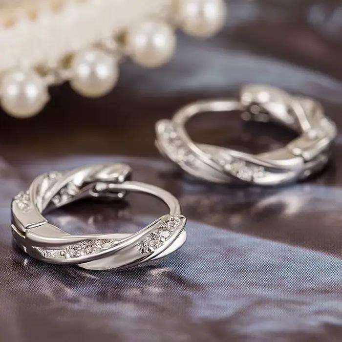 Boucles d'oreilles en argent sterling 925 pour femmes, serties de Zircon, beau design unique, bijoux à breloques, cadeau de mariage