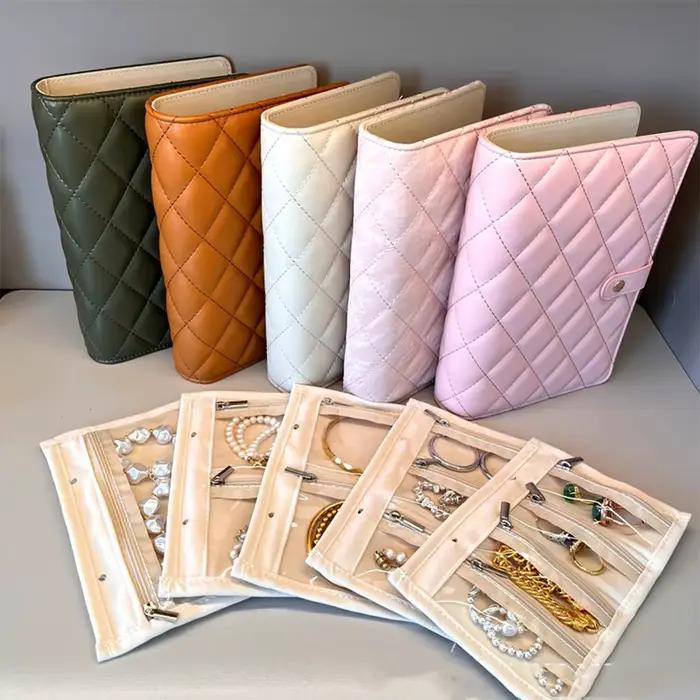 Sac de rangement de bijoux pour voyage, classeur de rangement de bijoux avec compartiments divisés sans enchevêtrement, pochettes transparentes faciles à trouver pour mères Da