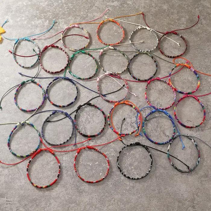 Ensemble de 24 bracelets de Style bohème pour femmes, Bracelet de Surf d'amitié en tissu coloré aléatoire pour hommes et femmes