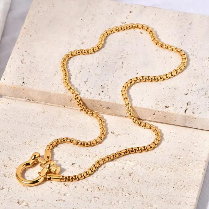Mariasz – colliers minimalistes en acier inoxydable pour femmes, mousqueton en fer à cheval, collier de verrouillage à vis, chaîne en corde, bijoux Vintage, cadeau