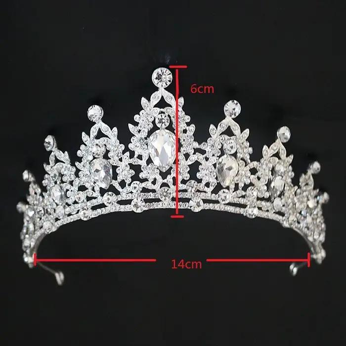 Diadème de cheveux de mariage en cristal, couronne de mariée, couleur argent, voile diadème, accessoires pour cheveux de mariage, couvre-chef, bijoux de tête