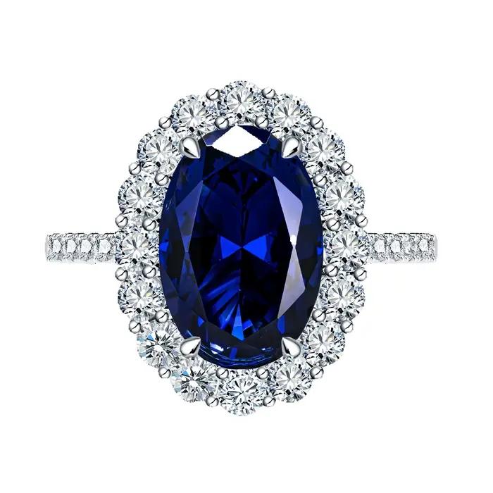 MUSHAN – bague de luxe en argent Sterling 925 pour femmes, 4.4 carats, 8x12mm, pierres précieuses ovales bleues, bagues en saphir, bijoux fins