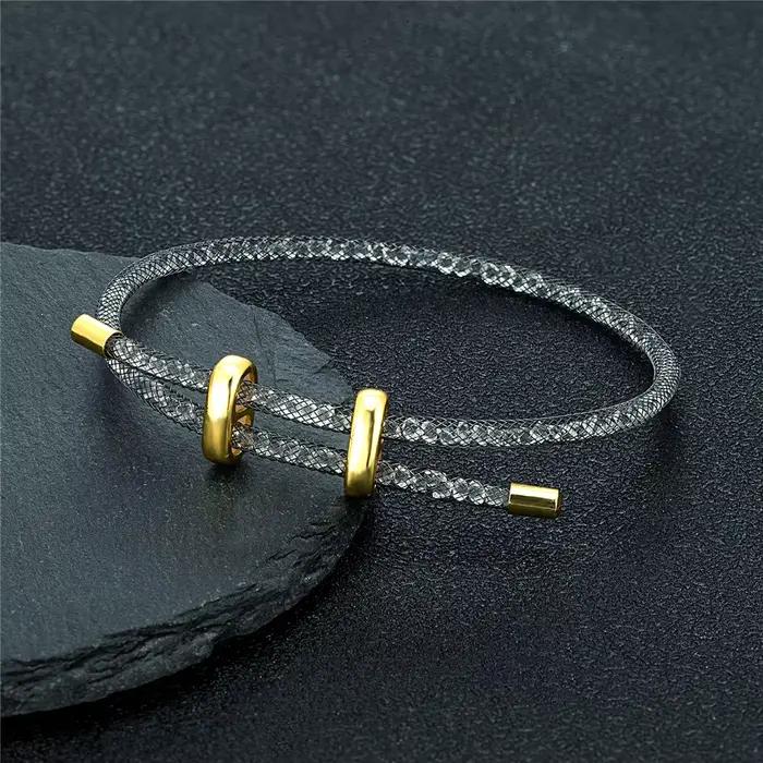 Bracelet de Couple à la mode pour hommes et femmes, en maille de cristal, étanche, bijoux d'amitié, cadeau