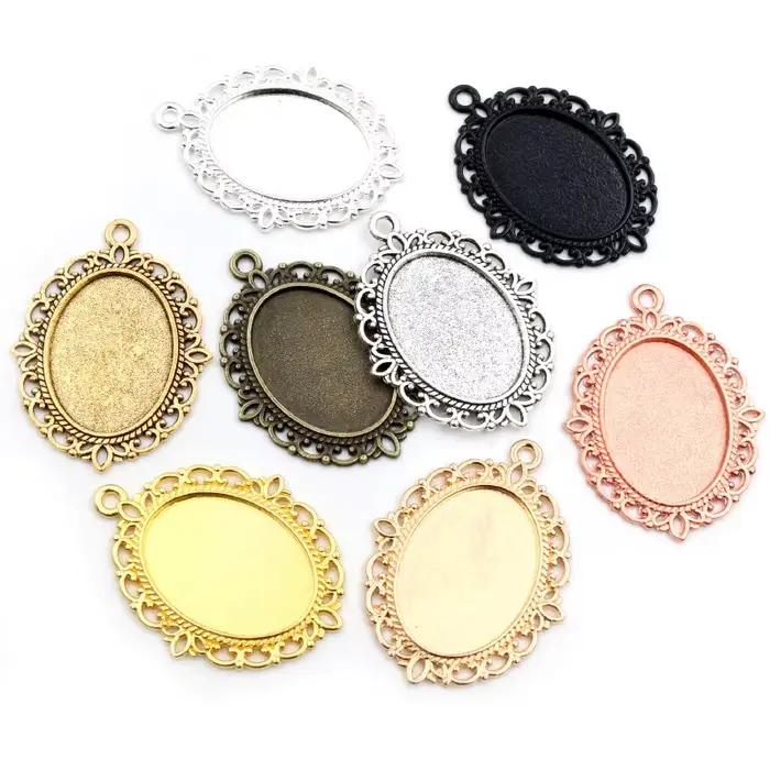10pcs 18x25mm Intérieure Taille 8 Couleurs Vintage Style Camée Cabochon Réglage de Base Pendentif collier conclusions