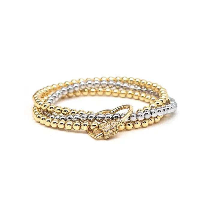 KKBEAD Bracelet empilable bijoux pour femmes 18K plaqué or perles élastique Pulseras cadeau zircone Bracelets porte-bonheur