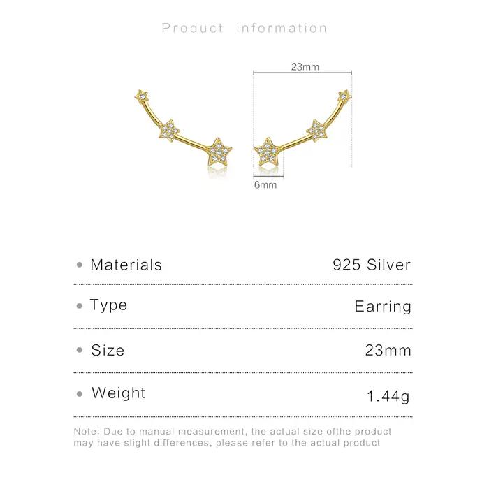 ANDYWEN-Boucles d'Oreilles en Argent Sterling 925 et Or pour Femme, Bijoux Fins, Clips, Piercing, Trois Étoiles