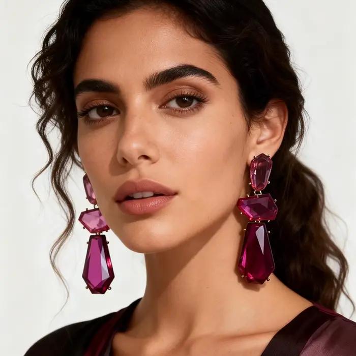 Boucles d'oreilles bohème en acrylique, boucles d'oreilles géométriques pour femmes et filles, accessoires de bijoux de fête Vintage