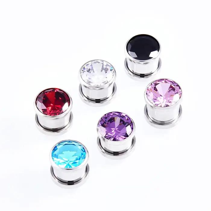 1 paire de bouchons d'oreille en cristal Zircon, boucles d'oreilles Tunnel, extenseurs de Cartilage, jauges, bouchons de chair et Tunnels, Piercing, bijoux pour le corps