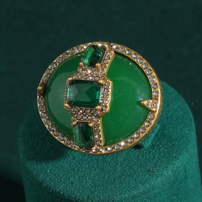 Bagues œuf vintage vert émeraude pour femme, bijoux de luxe Art Déco, mode féminine, fête, marque, haute qualité, cadeau tendance 2026