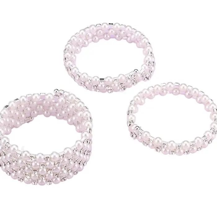 Bracelets multirangs pour femmes avec pendentif chaîne perlée et breloque enroulée en perle