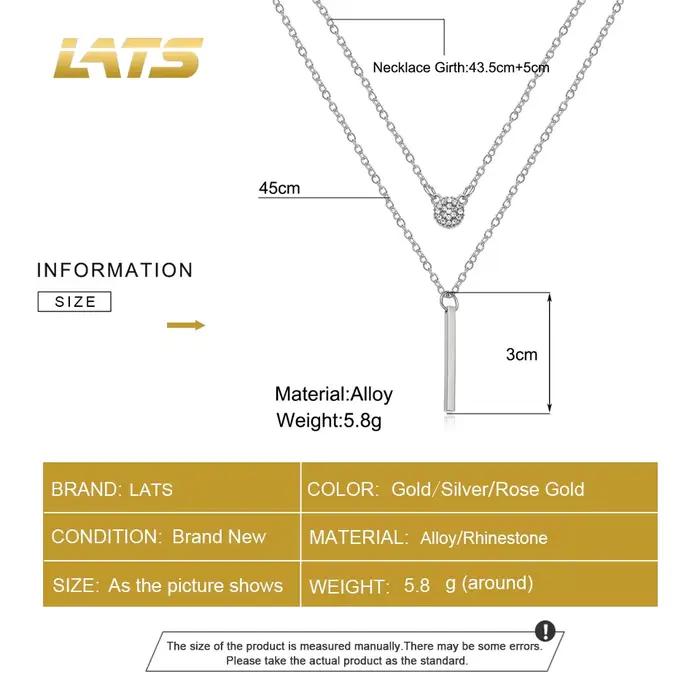 LATS – collier rond brillant, couleur or Rose, chaîne de clavicule Double couche exquise, bijoux pour femmes, cadeau, nouvelle collection