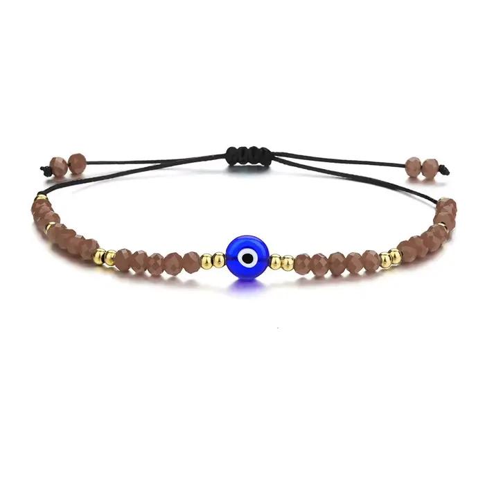 Ensembles de bracelets turcs anti-mal avec perles en résine et cristaux colorés, chaîne en corde, breloques œil porte-bonheur pour couples, bracelets pour hommes et femmes, bijoux de charme