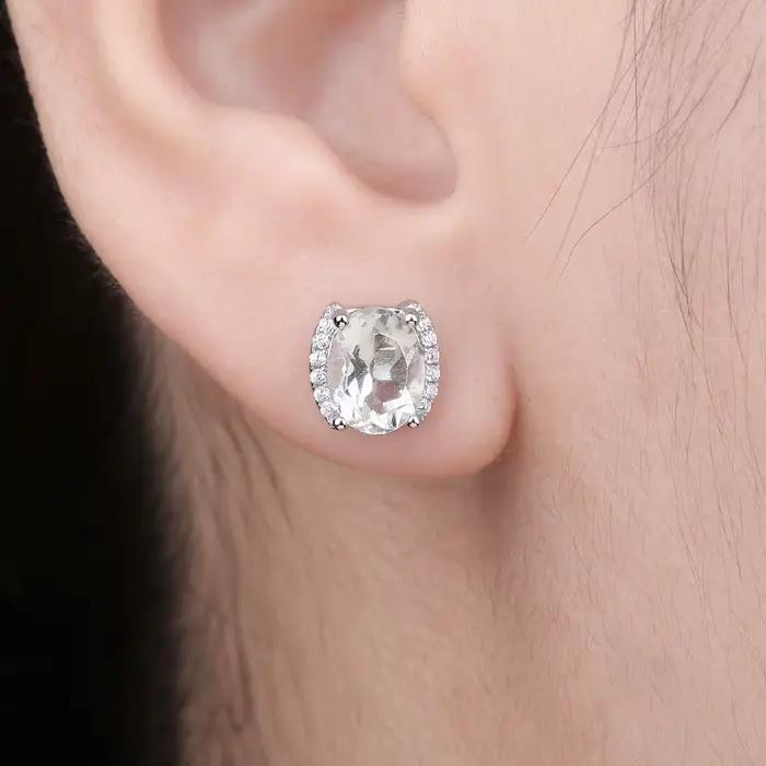 JewelpopPalace-Boucles d'Oreilles promenales Vertes en Argent Sterling 925 pour Femme, Bijou Fin en Pierres Précieuses de Déclaration