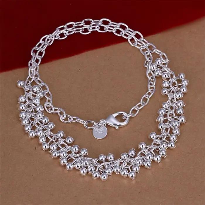 Populaire belle ligne de frange perles givrées 925 Bracelets en argent Sterling collier ensemble de bijoux pour les femmes mode fête beau cadeau