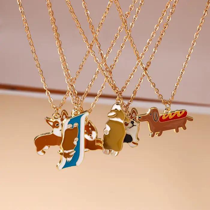 Collier Aihua avec pendentif chien teckel mignon, idéal pour les fêtes d'anniversaire, cadeaux de bijoux pour filles et enfants