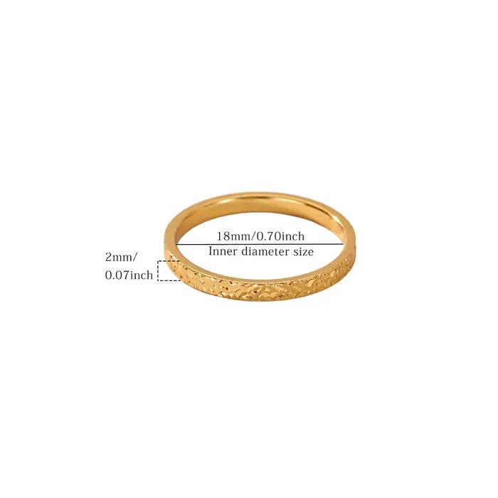 Bagues rondes unies texturées tendance pour femmes, plaquées or 18 carats, bijoux minimalistes esthétiques pour mariage, cadeaux