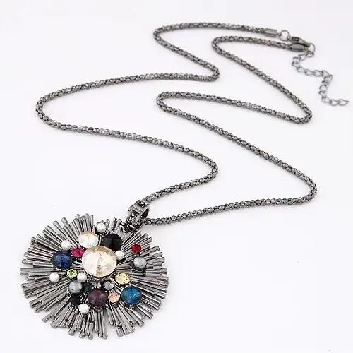 Collier et pendentif Vintage en cristal de strass pour femmes, chaîne de pull longue, bijoux à la mode