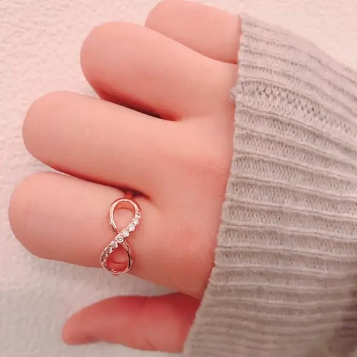 Bagues en cristal et cuivre pour femmes, nouveau Design Offre Spéciale, couleur or Rose, bijoux Infinity, offre spéciale, R407