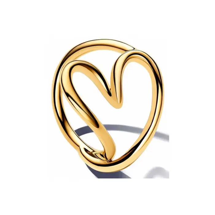 Bague double simple en argent Sterling 100% 925, en forme de cœur creux, design exquis, bijoux de luxe quotidiens pour femmes, cadeau de vacances