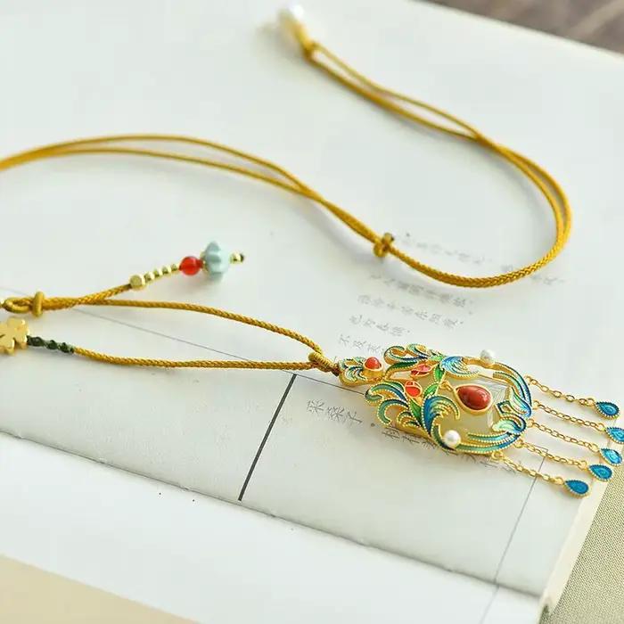Collier à pampilles en jade naturel Hetian, pendentif de luxe, style court, chaînes glamour vintage, bijoux de mariage pour femmes