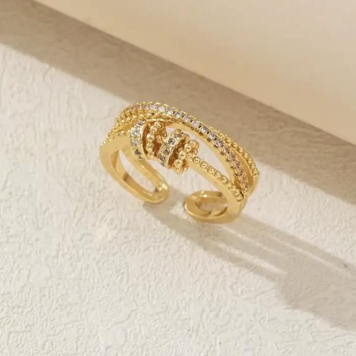 Anneaux réglables pour femmes, Anti-Stress, anxiété, géométrie rotative librement, boule rotative, accessoires, bijoux cadeau