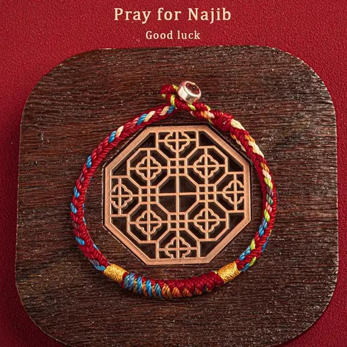 Bracelet Tibétain Fait à la Main en Fil Coloré pour Homme et Femme, Breloque Porte-Bonheur, Corde, Nministériels ds Rouges, 1 Pièce
