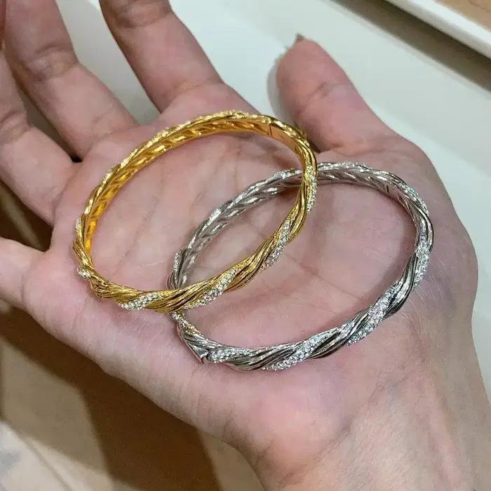Bracelet en spirale tissé en argent 925, Design créatif, bracelets de luxe incrustés de diamants pour femmes, bijoux de Style exquis à la mode