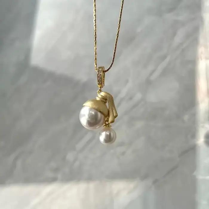 Collier de perles en argent Sterling 925, breloque personnalisée, pendentif de forme géométrique, ras du cou, cadeau d'anniversaire pour femmes, bijoux exquis