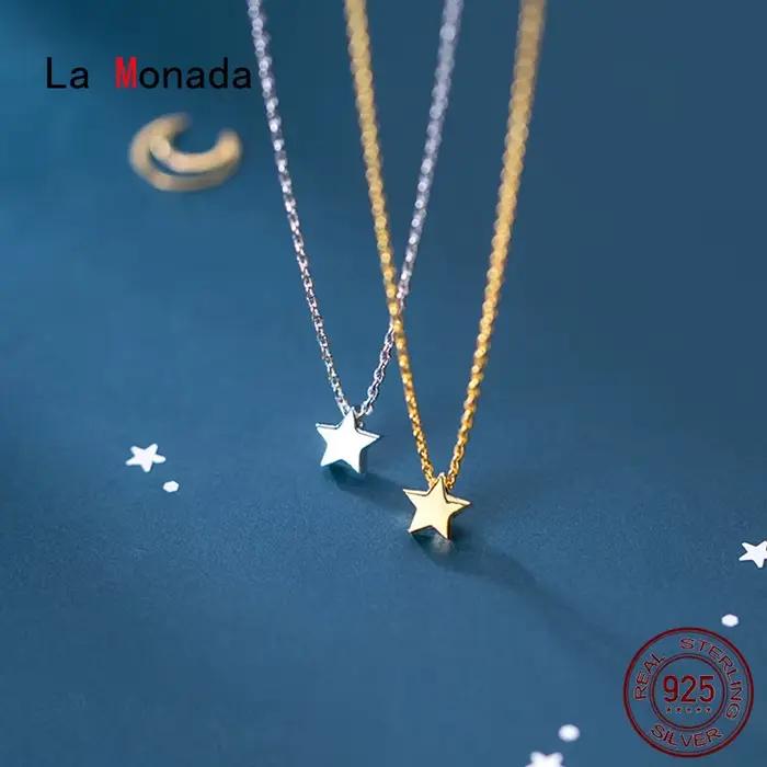 La Monada-Collier Étoile Brillante en Argent 925 pour Femme, Bijoux Minimalistes, Colliers de la raq, Mignon, Mode