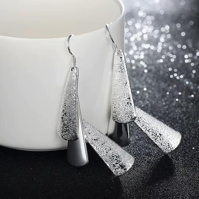 Offre spéciale bijoux de haute qualité 925 en argent Sterling boucle d'oreille mode femme géométrie longues boucles d'oreilles cadeaux