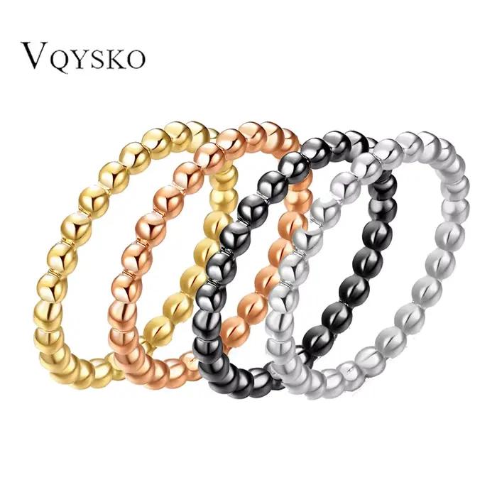Bague ondulée en perles fines pour femmes, bijoux minimalistes en acier inoxydable, à la mode, perles simples, accessoires cadeaux de fête de mariage