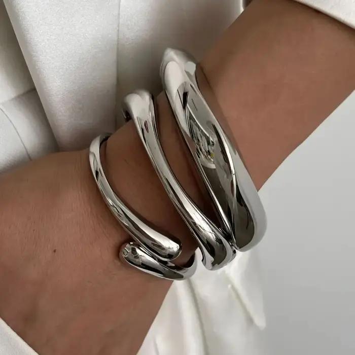 3 Styles Vintage Hip Hop métal manchette bracelets Punk or argent couleur géométrique printemps bracelets pour femme Bracelet hommes bijoux